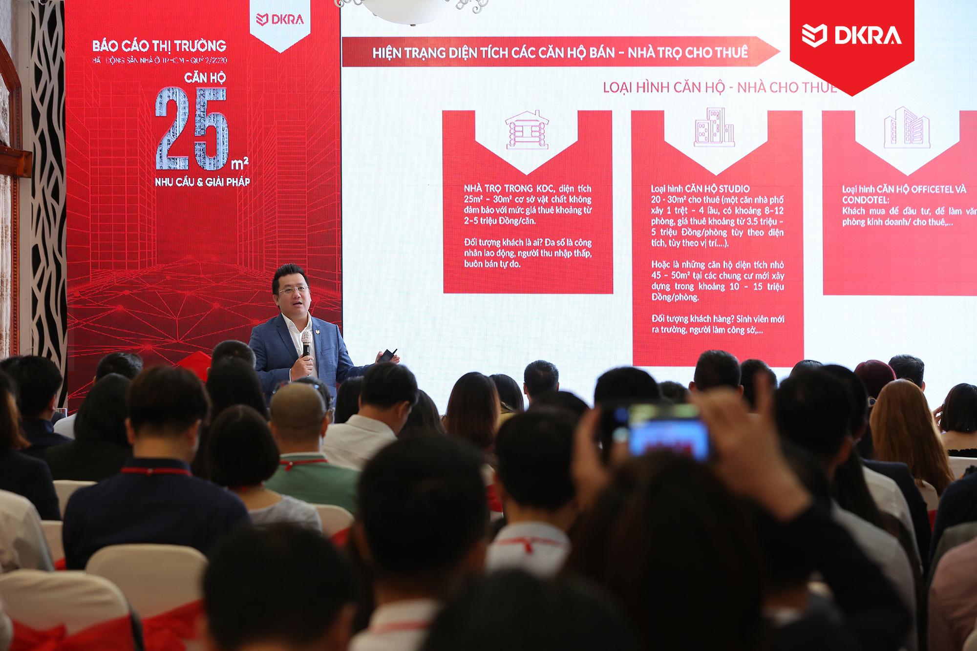 Ông Phạm Lâm - CEO DKRA Vietnam trình bày chủ đề chính “Căn hộ 25m2 - Nhu cầu & giải pháp” tại sự kiện.